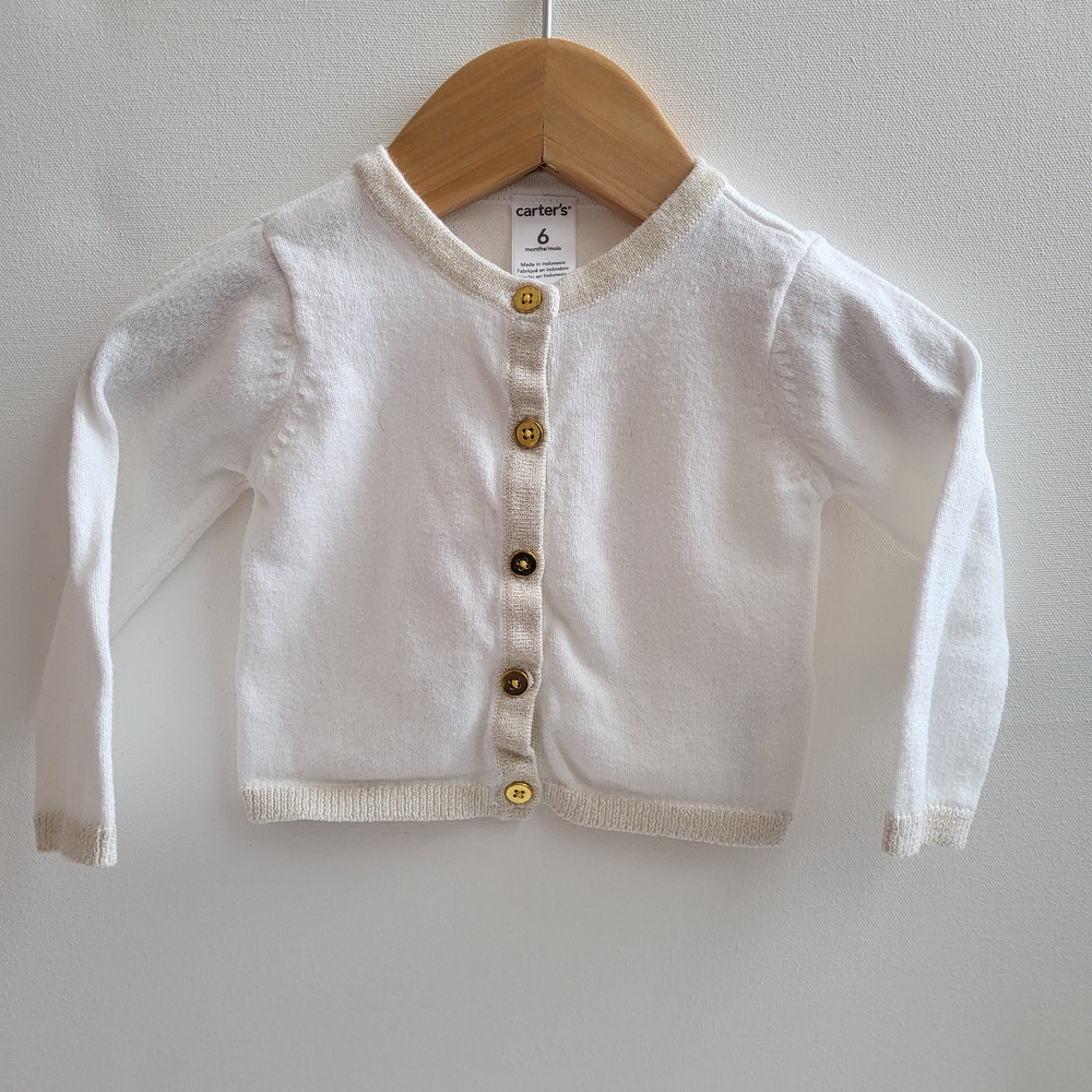 Carter's Cream Button-Up Baby Girl Cardigan 6 Months